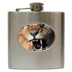 Male Lion Angry Hip Flask (6 Oz) by Celenk