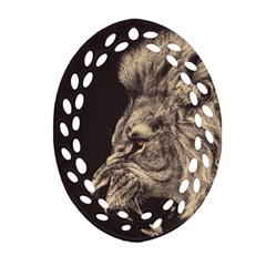 Angry Male Lion Ornament (oval Filigree) by Celenk