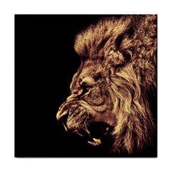 Angry Male Lion Gold Face Towel by Celenk