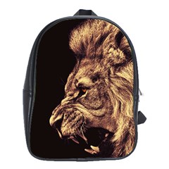 Angry Male Lion Gold School Bag (xl) by Celenk