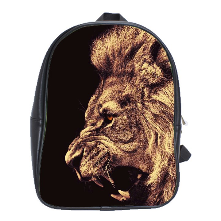 Angry Male Lion Gold School Bag (XL)