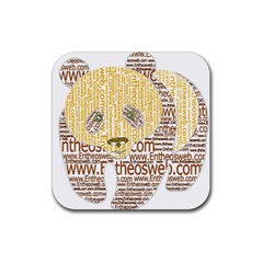 Panda Typography Rubber Coaster (square)  by Celenk