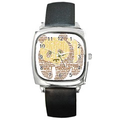 Panda Typography Square Metal Watch by Celenk