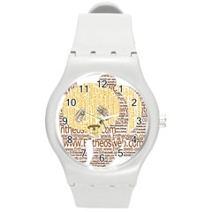 Panda Typography Round Plastic Sport Watch (m) by Celenk