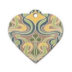 Art Floral Dog Tag Heart (two Sides) by NouveauDesign