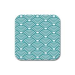 Art Deco Teal Rubber Square Coaster (4 Pack)  by NouveauDesign