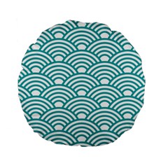 Art Deco Teal Standard 15  Premium Flano Round Cushions by NouveauDesign