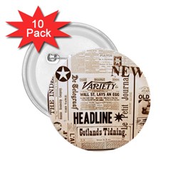 Vintage Newspapers Headline Typography 2 25  Buttons (10 Pack)  by yoursparklingshop