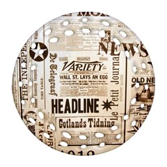 Vintage Newspapers Headline Typography Ornament (round Filigree)