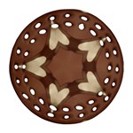 Chocolate Brown Kaleidoscope Design Star Ornament (Round Filigree) Front