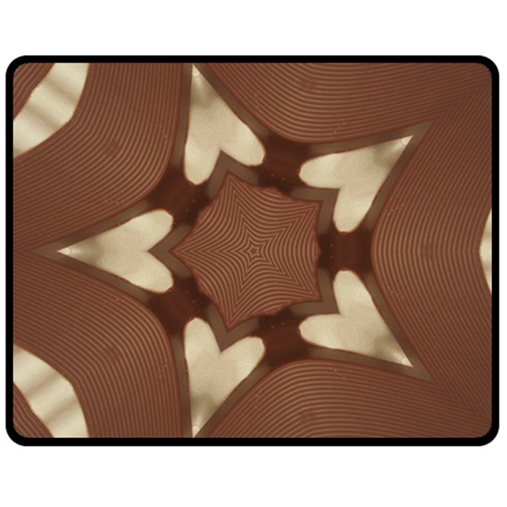 Chocolate Brown Kaleidoscope Design Star Double Sided Fleece Blanket (Medium) 