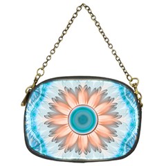 Clean And Pure Turquoise And White Fractal Flower Chain Purses (one Side)  by jayaprime