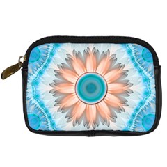 Clean And Pure Turquoise And White Fractal Flower Digital Camera Cases by jayaprime