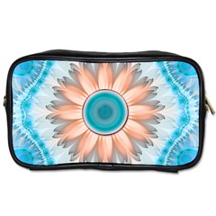 Clean And Pure Turquoise And White Fractal Flower Toiletries Bags 2-side by jayaprime