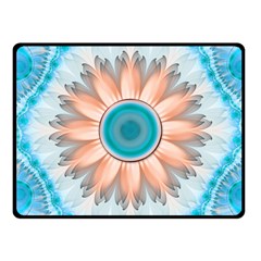 Clean And Pure Turquoise And White Fractal Flower Fleece Blanket (small) by jayaprime