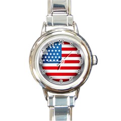 United Of America Usa Flag Round Italian Charm Watch by Celenk