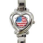 United Of America Usa Flag Heart Italian Charm Watch Front