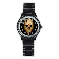 Jason Hockey Goalie Mask Stainless Steel Round Watch