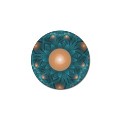 Beautiful Orange Teal Fractal Lotus Lily Pad Pond Golf Ball Marker by jayaprime