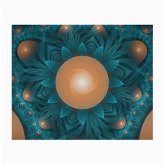 Beautiful Orange Teal Fractal Lotus Lily Pad Pond Small Glasses Cloth (2-side) by jayaprime