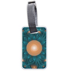 Beautiful Orange Teal Fractal Lotus Lily Pad Pond Luggage Tags (one Side)  by jayaprime