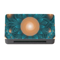 Beautiful Orange Teal Fractal Lotus Lily Pad Pond Memory Card Reader With Cf by jayaprime