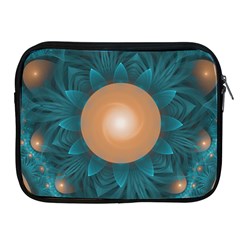 Beautiful Orange Teal Fractal Lotus Lily Pad Pond Apple Ipad 2/3/4 Zipper Cases by jayaprime