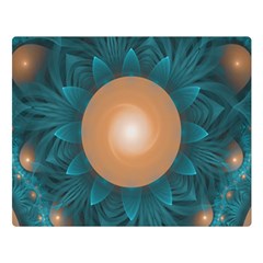 Beautiful Orange Teal Fractal Lotus Lily Pad Pond Double Sided Flano Blanket (large)  by jayaprime