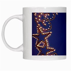 Blue Gold Look Stars Christmas Wreath White Mugs