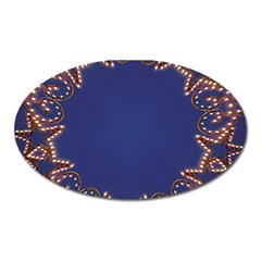 Blue Gold Look Stars Christmas Wreath Oval Magnet by yoursparklingshop