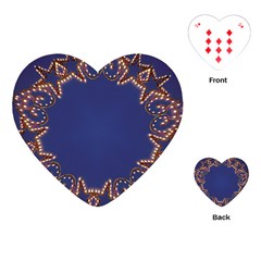 Blue Gold Look Stars Christmas Wreath Playing Cards (heart)  by yoursparklingshop