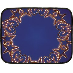 Blue Gold Look Stars Christmas Wreath Double Sided Fleece Blanket (mini)  by yoursparklingshop