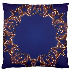 Blue Gold Look Stars Christmas Wreath Large Cushion Case (one Side) by yoursparklingshop