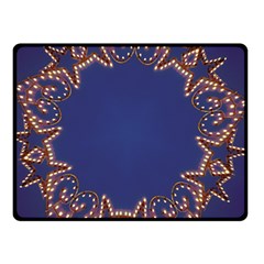 Blue Gold Look Stars Christmas Wreath Double Sided Fleece Blanket (small)  by yoursparklingshop
