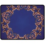 Blue Gold Look Stars Christmas Wreath Double Sided Fleece Blanket (Medium)  58.8 x47.4  Blanket Front