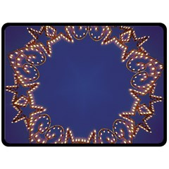 Blue Gold Look Stars Christmas Wreath Double Sided Fleece Blanket (large)  by yoursparklingshop