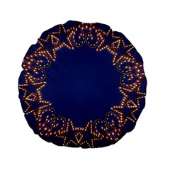 Blue Gold Look Stars Christmas Wreath Standard 15  Premium Flano Round Cushions by yoursparklingshop