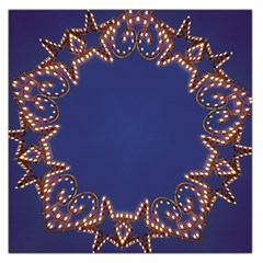 Blue Gold Look Stars Christmas Wreath Large Satin Scarf (square) by yoursparklingshop