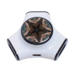 Kaleidoscopic Design Elegant Star Brown Turquoise 3-port Usb Hub by yoursparklingshop