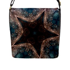 Kaleidoscopic Design Elegant Star Brown Turquoise Flap Messenger Bag (l)  by yoursparklingshop