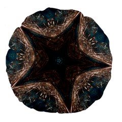 Kaleidoscopic Design Elegant Star Brown Turquoise Large 18  Premium Flano Round Cushions by yoursparklingshop