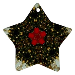 Christmas Wreath Stars Green Red Elegant Ornament (Star)