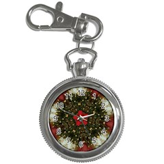 Christmas Wreath Stars Green Red Elegant Key Chain Watches