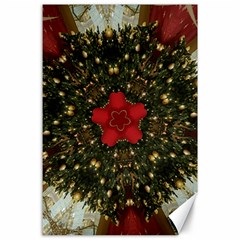 Christmas Wreath Stars Green Red Elegant Canvas 24  x 36 