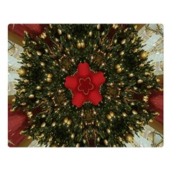 Christmas Wreath Stars Green Red Elegant Double Sided Flano Blanket (Large) 