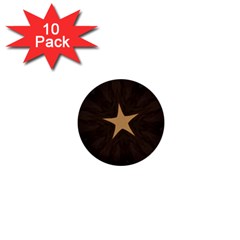 Rustic Elegant Brown Christmas Star Design 1  Mini Buttons (10 Pack)  by yoursparklingshop