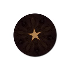 Rustic Elegant Brown Christmas Star Design Rubber Coaster (round)  by yoursparklingshop