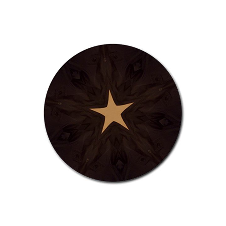 Rustic Elegant Brown Christmas Star Design Rubber Round Coaster (4 pack) 