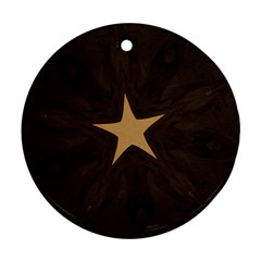 Rustic Elegant Brown Christmas Star Design Round Ornament (two Sides) by yoursparklingshop