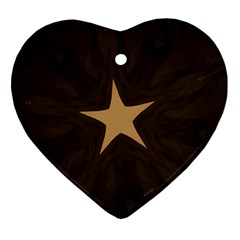 Rustic Elegant Brown Christmas Star Design Heart Ornament (two Sides) by yoursparklingshop